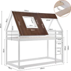 Merax Etagenbett Mit Rechtwinkliger Leiter Und Fallschutz, Dach Und Zäune, Kinderbett 90x200cm Stockbett Hausbett Aus Kiefer, Weiß Und Braun -Kinderbett Geschäft 3847a64f5ebb20800dd6ff7e0a84d459