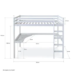 Homestyle4u 1899, Kinder Hochbett Mit Schreibtisch, Kinderbett 90x200 Cm Weiß, Holz Kiefer -Kinderbett Geschäft 38935d8fbe21ff83777713cbcb56bf2e