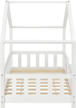 Kinderbett Treviolo Mit Rausfallschutz 80x160cm Hausbett Mit Lattenrost Und Gitter Bettenhaus Aus Holz Spielbett Weiß -Kinderbett Geschäft 396647477797b9d804eca63610d5fc6b
