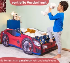 Alcube® Autobett 80x160 Cm PKW Spider CAR Mit Matratze Und Lattenrost Spielbett Kinderbett 80x160 Cm Für Kleine Spinnenmann - Rot -Kinderbett Geschäft 398a78159930f8563049d789db509e09