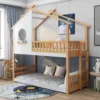 Merax Kinderbett Etagenbett 90x200cm Mit Leiter, Rausfallschutz Und Dachform, Hochbett 2 Einzelbetten Stockbett Aus Kiefernholz, Weiß Und Natur -Kinderbett Geschäft 3a4b7790da2c562d0c952607c9b5a4a9