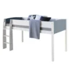 Homestyle4u 1845, Hochbett Spielbett Kinderbett Leiter 90x200 Massiv Jugendbett Weiß Grau