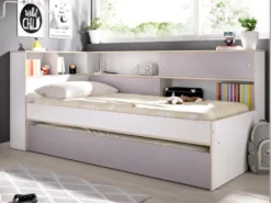 Ausziehbett Mit Stauraum - 90 X 190 Cm & 90 X 200 Cm - Weiß & Grau - LOSIANA -Kinderbett Geschäft 3c1cb3fc3d03434f60ed7f5abfb1f247