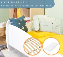 Alcube Kinderbett 70x140 Mit Matratze Lattenrost Und Rausfallschutz MDF MASSIVHOLZ Juniorbett Jugendbett - Weiß -Kinderbett Geschäft 3dc9cc20891e10402907bf60cec95625