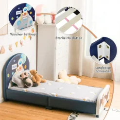 COSTWAY 140 X 70cm Kinderbett Mit Weichem Kopfteil & Fußteil, Lattenrost Babybett, Einzelbett Für Jungs Und Mädchen (Astronauten) -Kinderbett Geschäft 3e09d6b32a63daa79eeb5d577c869492
