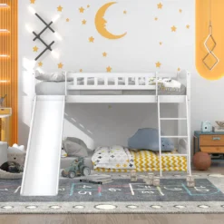 Merax Etagenbetten 90x200cm/90x200cm Hochbett Für 2 Kinder, Doppel Stockbett Teilbar Zu 2 Einzelbetten, Kinderbett Mit Rutsche Und Lattenrost, Weiß -Kinderbett Geschäft 4201c530c339f295a01c61a152d19538