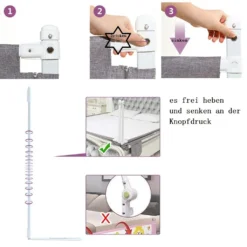 Zehnhase Bettgitter Bettschutzgitter Kinderbettgitter Babybettgitter 120 Cm, Grau, 1 Seite -Kinderbett Geschäft 4320a435e03be65d1fe6a229d0c44fa1