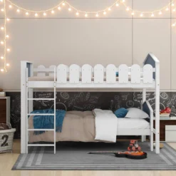 Merax Kinderbett 120 X 200/90 X 200 Cm Etagenbett Hochbett Mit Lattenrost, Spielbett Massiv Stock Kiefernbett Bett, Weiß -Kinderbett Geschäft 4333942df57545198d8fb7963fb655bb