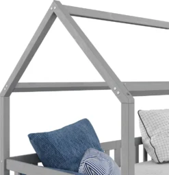 Hausbett NUNA Aus Massiver Kiefer, Montessori Bett In 90 X 200 Cm Mit Rausfallschutz, Spielbett Mit Schubladen, Modernes Kinderbett Mit Dach In Grau 13 Hausbett NUNA Aus Massiver Kiefer, Montessori Bett In 90 X 200 Cm Mit Rausfallschutz, Spielbett Mit Schubladen, Modernes Kinderbett Mit Dach In Grau -Kinderbett Geschäft 4423b86447a522238a0d8f40c078db87