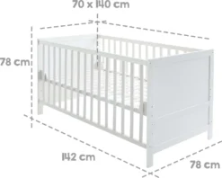 Roba Kombi-Kinderbett, 70 X 140 Cm, Weiß, 3-fach Verstellbar, Schlupfstäbe, Umbaubar Zum Juniorbett -Kinderbett Geschäft 45510c9ab07e87424733ab62e6744e22