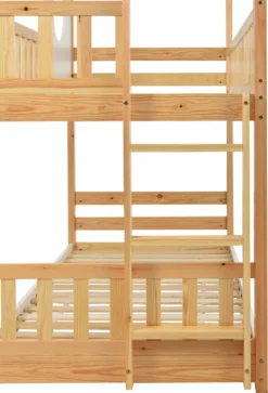 Merax Kinderbett Etagenbett 90x200cm Mit Leiter, Rausfallschutz Und Dachform, Hochbett 2 Einzelbetten Stockbett Aus Kiefernholz, Weiß Und Natur -Kinderbett Geschäft 45c64d9b3917ba48ad324dfc3958fdc4