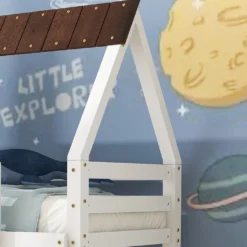 Merax Etagenbett Mit Rechtwinkliger Leiter Und Fallschutz, Dach Und Zäune, Kinderbett 90x200cm Stockbett Hausbett Aus Kiefer, Weiß Und Braun -Kinderbett Geschäft 461ad02aacf78bdf0c9a107b018d5650