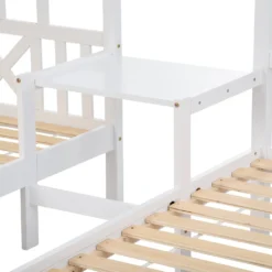 Merax Kinderbett 90x200cm/90x200cm Hausbett Mit Lattenrost, Rausfallschutz Und Tisch, 2 Einzelbetten Jugendbetten Doppelbett Für 2 Kinder, Weiß -Kinderbett Geschäft 469cfe7c56da4987eb68b70ffc6cd0a8