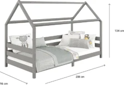 Hausbett FINA Aus Massiver Kiefer, Montessori Bett 90x200cm, Kinderbett Mit Dach In Grau 17 Hausbett FINA Aus Massiver Kiefer, Montessori Bett 90x200cm, Kinderbett Mit Dach In Grau -Kinderbett Geschäft 46d6e77a97018beccf62330cb65d6b12
