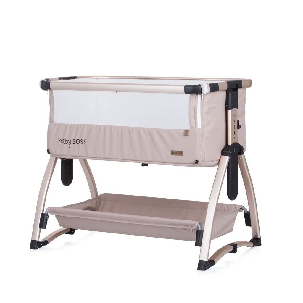 Chipolino Beistellbett Baby Boss Matratze, Moskitonetz, Schaukelfunktion, Räder Beige 3 Chipolino Beistellbett Baby Boss Matratze, Moskitonetz, Schaukelfunktion, Räder Beige