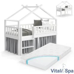 VitaliSpa Hausbett + Matratze Adis Weiß 168x158 Cm Massivholz -Kinderbett Geschäft 49473e68c7ec026f797970cd1995ce63