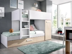 Etagenbett Ausziehbett Mit Stauraum + Matratzen - 3x 90 X 190 Cm - Weiß & Naturfarben - ANTHONY 9 Etagenbett Ausziehbett Mit Stauraum + Matratzen - 3x 90 X 190 Cm - Weiß & Naturfarben - ANTHONY -Kinderbett Geschäft 4b4208542a09d333e3621c68c19b26c1