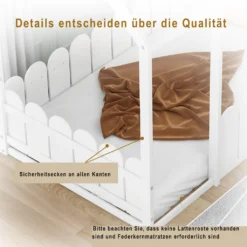 Merax Kinderbett 80x160cm Hausbett Mit Dach Und Zaun, Spielbett Einzelbett Aus Massivem Kiefernholz, Weiß -Kinderbett Geschäft 4c077802574d762481c0c9fcf5ace8ef