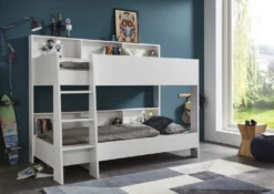 Relita Etagenbett SWAY Mit 2 X Liegeflächen 90x200 Cm, Inkl. Bodenplatte Und Regalen, Ausführung Spanplatte WeißNachbildung -Kinderbett Geschäft 4d710ce5913481fd1ad4ff4ab13230be