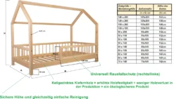 NEW Hausebett Lena-200x140- Kieferholz Kinderbett Mit Rausfallschutz -mit Rundstäben. -Kinderbett Geschäft 4e6aa264c6bb3a10f983b7110d2abdb4