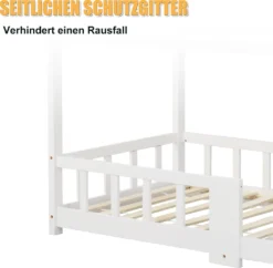 Merax Kinderbett 90 X 200 Cm Hausbett Mit Tafel Und Rausfallschutz, Lattenrost Und Zaun, Einzelbett Für Mädchen Und Jungen Kinderbetten Aus Massivem Kiefernholz, Weiß -Kinderbett Geschäft 4eac2ea8f5aa6cb694abb47ddc030f31