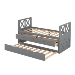 Merax Funktionsbett 90 X200 Cm Jugendbett Tagesbett Mit Schubladen Und Trundle, Funktionsliege Kojenbett Kinderbett Aus Kiefer, Grau -Kinderbett Geschäft 4f17ccf21680659ff2ec66debf41a174