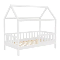 Juskys Kinderbett Marli 80 X 160 Cm Mit Bettkasten 2-teilig, Rausfallschutz, Lattenrost & Dach - Massivholz Hausbett Für Kinder - Bett In Weiß -Kinderbett Geschäft 4fb7ab9b3802dd8376b7a0cd2a9756a7