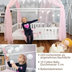 Alcube® Hausbett Deko-Set In Rosa Für Hausbetten Kinderbetten I 3er-Set Baldachin, Wimpelkette Und Lichterkette -Kinderbett Geschäft 505d781316e1faefd777df3859fd7c6e