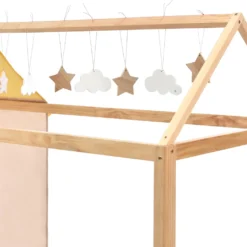 Merax Kinderbett 90x200 Cm Kieferholzbett Mit Schubladen Und Lattenrost, Hausbett Mit Dach Und Wolken- Und Sternanhänger, Massivholz Kinderhaus Für Jungen & Mädchen, Natur -Kinderbett Geschäft 53c15ba59c08d78685906dc37153188a