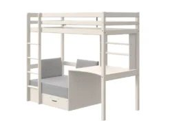 Hochbett Mit Schreibtisch, Schlafsofa & Stauraum - 90 X 200 Cm - Kiefer Massiv - Geweißt - GOLIATH II -Kinderbett Geschäft 550ae9a8c1d5014f48e80768e2214cf1