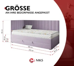 Bett Laura 3 Kinderbett Boxspringbett - Jugendbett Einzelbett Links - Grau 90 X 200 Cm -Kinderbett Geschäft 55de466166e96f27b3184c4a21d77224