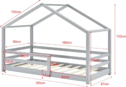 Kinderbett Mit Matratze Und Rausfallschutz 80x160cm Hausbett Mit Kaltschaummatratze Bettenhaus Mit Lattenrost Kiefernholz Kleinkindbett Hellgrau [en.casa] -Kinderbett Geschäft 57263fc76ae8163c3d1ac901627f2095