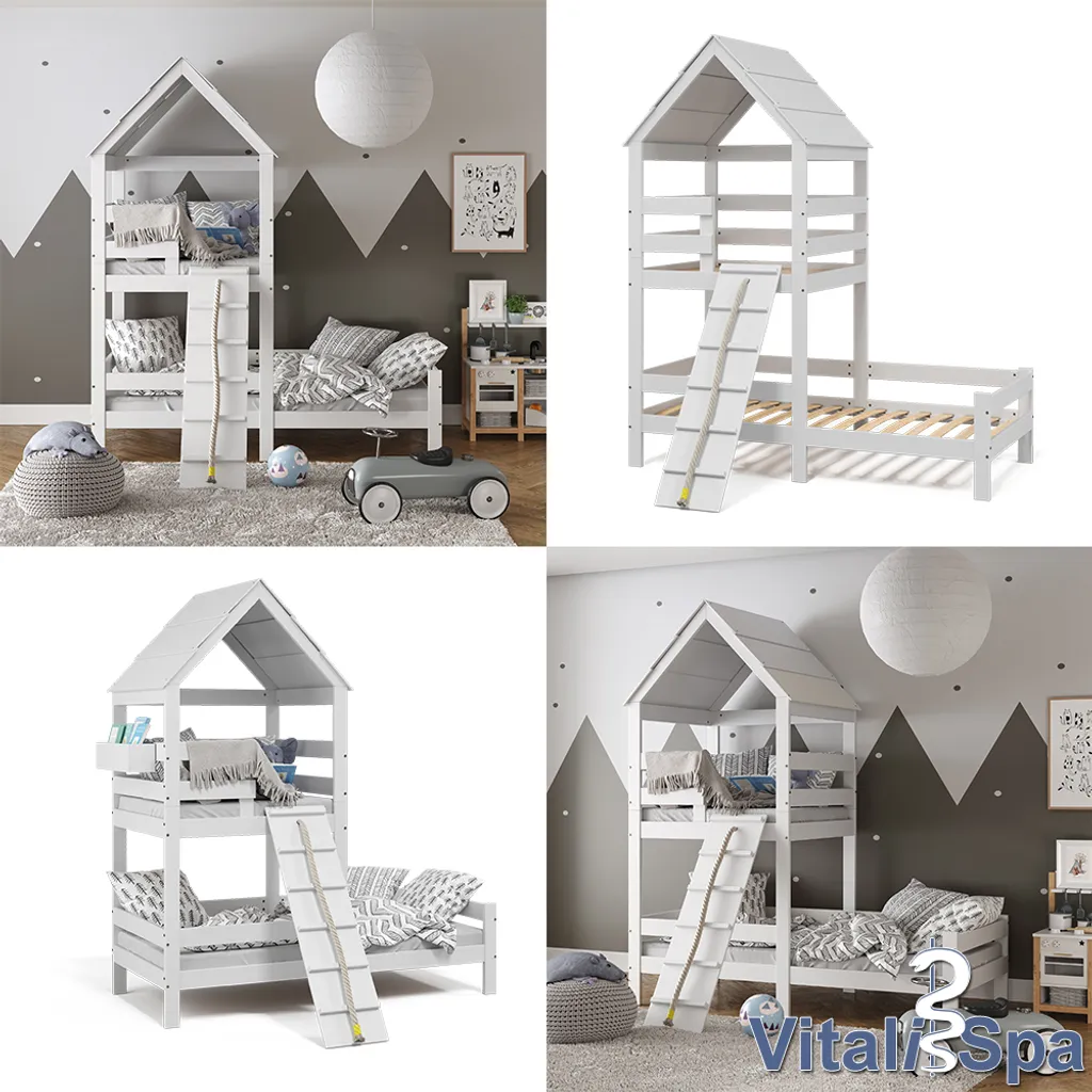 VitaliSpa Spielturmbett Teddy Weiß 208 X 235 X 108 Cm Massivholz 10 VitaliSpa Spielturmbett Teddy Weiß 208 X 235 X 108 Cm Massivholz – Bild 8