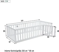 Merax Kinderbett 90x200 Cm Babybett Mit Zaun Und Schutzgitter, Kiefernholz Bodenbett Jugendbett, Weiß -Kinderbett Geschäft 5caa430880d9f40719739787ebf4deeb