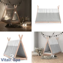 VitaliSpa Kinderbett + Überwurf Tipi Natur 208 X 163 X 96 Cm Massivholz -Kinderbett Geschäft 5da449f4c03d37d9476f409cb0f842be