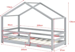 Kinderbett Mit Rausfallschutz 90x200 Cm Bettenhaus Hausbett Hellgrau [en.casa] -Kinderbett Geschäft 61e1bc9e4b59b3db8239d24ba3f1778a