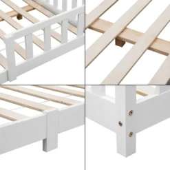 Kinderbett Sisimiut 140x200 Cm Hausbett Mit Rausfallschutz Bettenhaus Mit Lattenrost Kiefernholz Weiß -Kinderbett Geschäft 63431d9e7ea72239b34020b535860209