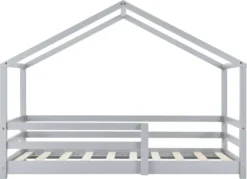 Kinderbett Mit Rausfallschutz 90x200 Cm Bettenhaus Hausbett Hellgrau [en.casa] -Kinderbett Geschäft 63441d096cee74d499910d62ba7cdc25