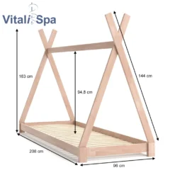 VitaliSpa Kinderbett Tipi Natur 208 X 163 X 96 Cm Massivholz -Kinderbett Geschäft 638dd137a732734399d81898ee489f14