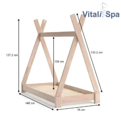 VitaliSpa Kinderbett Tipi Natur 140 X 137 X 70 Cm Massivholz -Kinderbett Geschäft 6444befaa14f5aed51afa5d64eb4e2df
