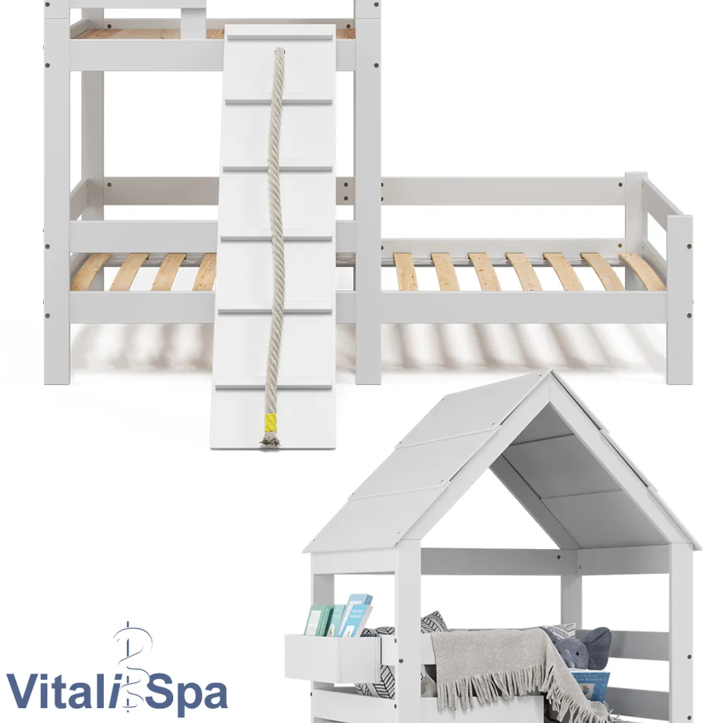 VitaliSpa Spielturmbett Teddy Weiß 208 X 235 X 108 Cm Massivholz 8 VitaliSpa Spielturmbett Teddy Weiß 208 X 235 X 108 Cm Massivholz – Bild 6