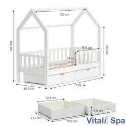 VitaliSpa Kinderbett Hausbett Spielbett Wiki 80x160 Inkl Matratze 2 Schubladen -Kinderbett Geschäft 67e5816529e0fd0e40f57845fb621254