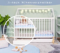 Alcube® Mitwachsendes Babybett 60 X 120 Cm Mit Schubladen Gitterbett 120x60 Umbaubar Zum Haus Juniorbett Kinderbett In Weiß -Kinderbett Geschäft 67fb12f544f32823e80f673a8e2f600b