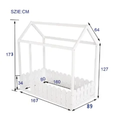 Merax Kinderbett 80x160cm Hausbett Mit Dach Und Zaun, Spielbett Einzelbett Aus Massivem Kiefernholz, Weiß -Kinderbett Geschäft 692aebe118670dfeb0fa47c7913939fd
