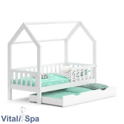 VitaliSpa Kinderbett Hausbett Gästebett Wiki Weiß 80x160cm Schublade Lattenrost -Kinderbett Geschäft 694b085bbbb5e6fb357c0d788b06b2d3