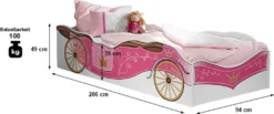 Kinderbett Zoe Weiß Pink 90*200 Cm Mädchen Kinderzimmer Kutschen Liege Prinzessinen Jugendbett -Kinderbett Geschäft 6a4e1aaf0eb9800092dfcb599e002bca