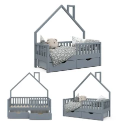 VitaliSpa Kinderbett + Schubladen Noemi Anthrazit 73 X 148 X 155 Cm Massivholz -Kinderbett Geschäft 6db11e5e19416eb9afa59172239106f7