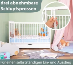 Alcube® Mitwachsendes Babybett 60 X 120 Cm Mit Schublade Gitterbett 120x60 Kiefernholz Zum Kinderbett Umbaubar In Weiß -Kinderbett Geschäft 7397c170b09c28513745897890905bcd