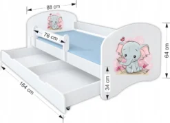 Kinderbett HAPPY 160x80 Mit Matratze, Schublade, Rausfallschutz & Lattenrost In Weiß - Einhorn - Jungen Mädchen Bett -Kinderbett Geschäft 73e8727715c1629950057751cd6abeea