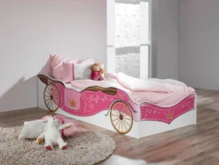 Kinderbett Zoe Weiß Pink 90*200 Cm Mädchen Kinderzimmer Kutschen Liege Prinzessinen Jugendbett -Kinderbett Geschäft 754fc9004a2aa21cc140b024e28dae35